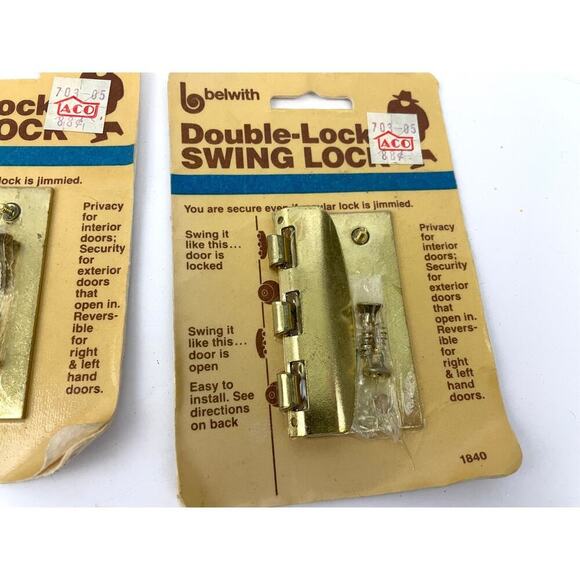 VTG Lot Of 3 Home Protection Flip Over Door Lock Double Lock Swing Lock 1980s - Picture 5 of 7